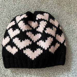Pink and black heart hat